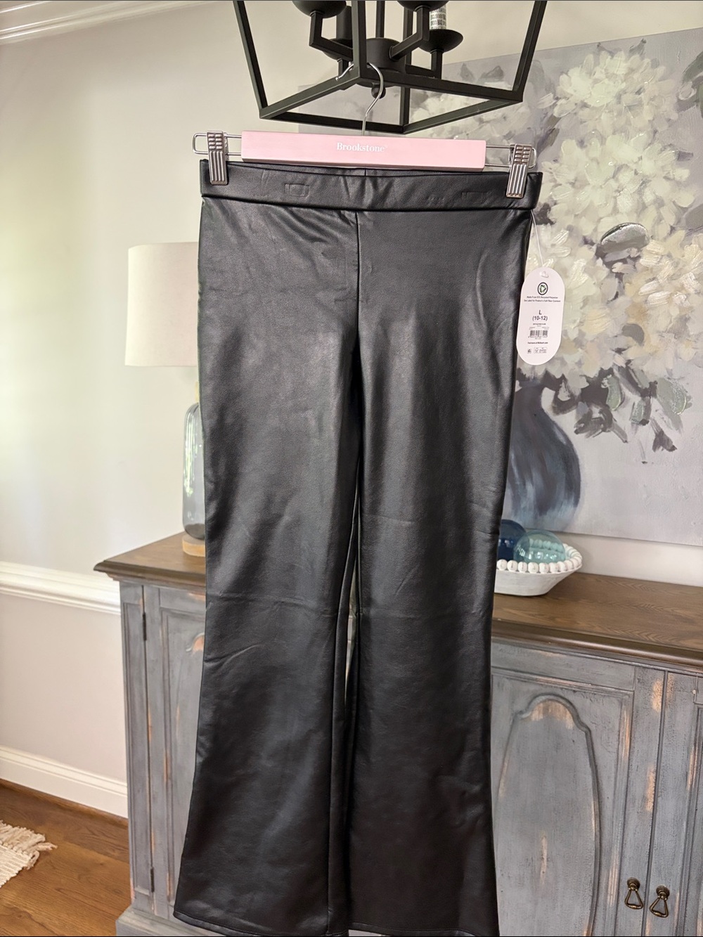 Black Faux Leather Wide-Leg Pants
